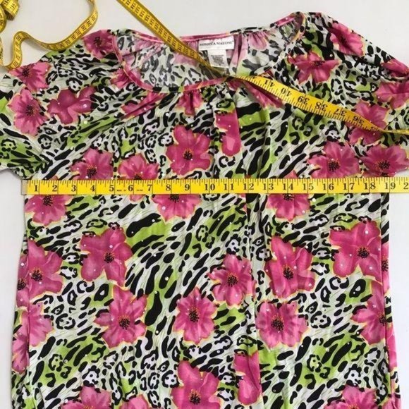 Rebecca Malone Floral Zebra Sequin Top Pink MEDIUM - Picture 3 of 8